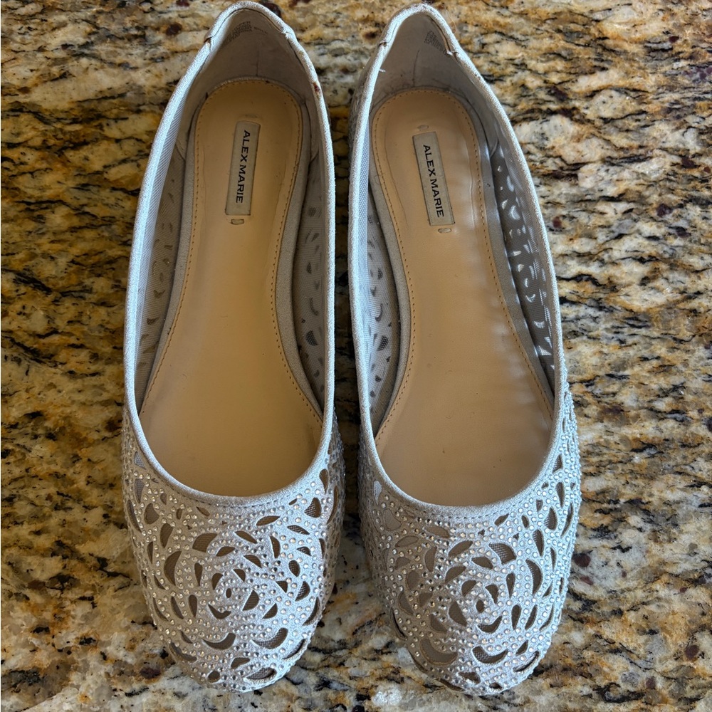 Alex Marie Altana Suede Rhinestone Flats with cutouts